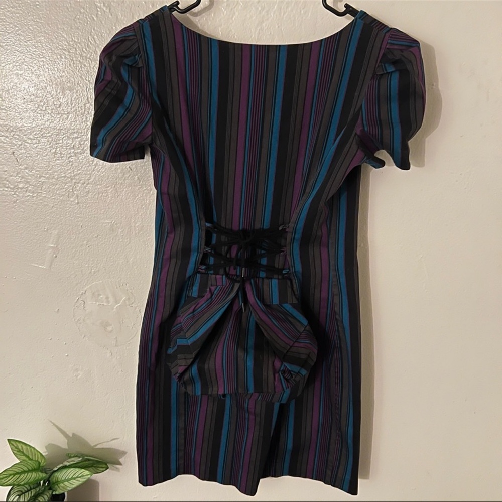 π«SOLDπ« Vintage Betsey Johnson Bustle Dress w/ Corset Tie - Picture 7 of 8